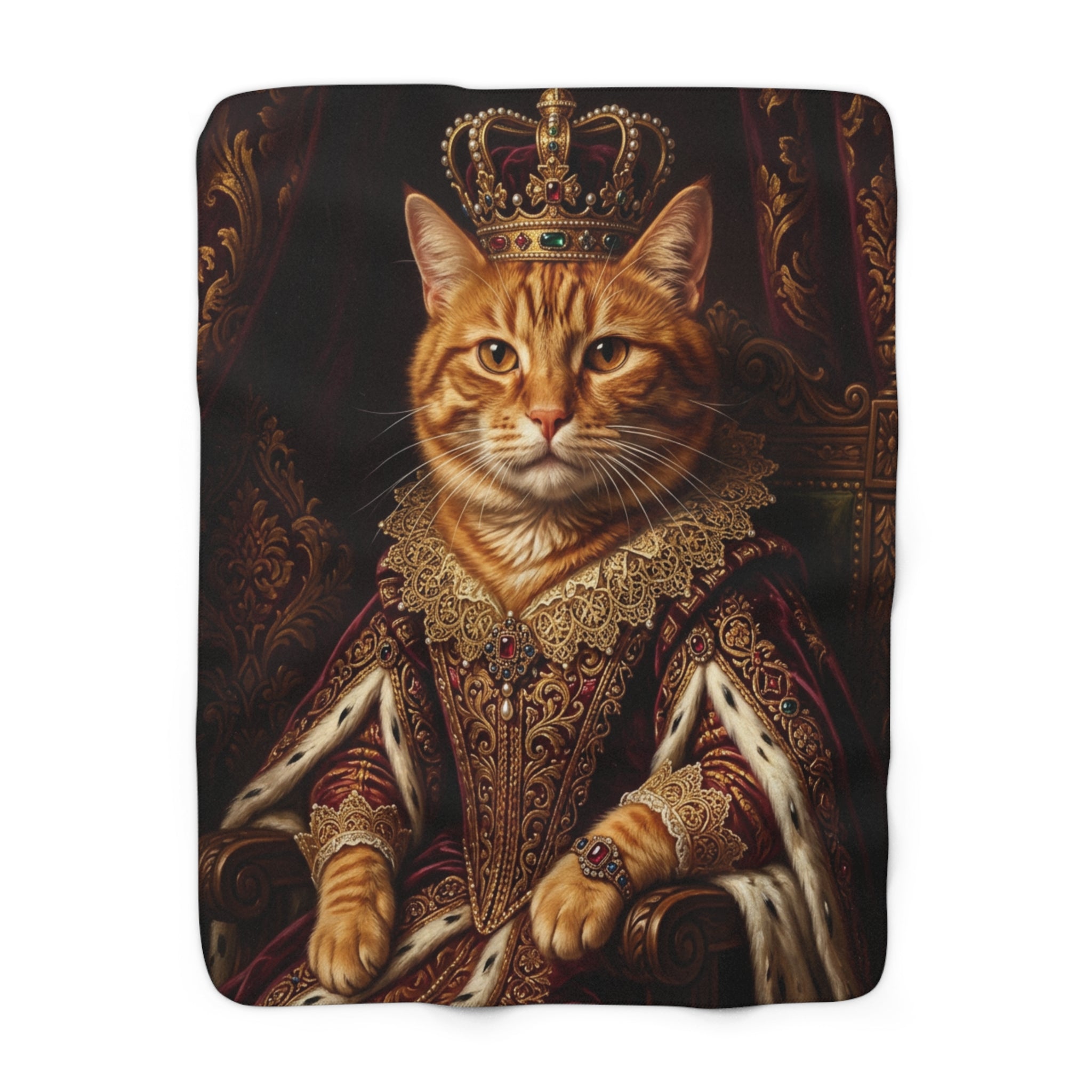 Custom Pet Portrait Blanket — Renaissance Royal — Sherpa Fleece