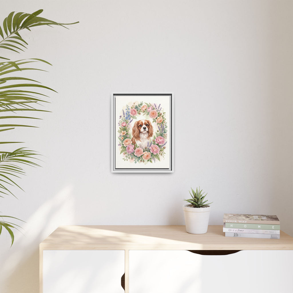 Custom Pet Portrait — Floral Garden — Framed Canvas